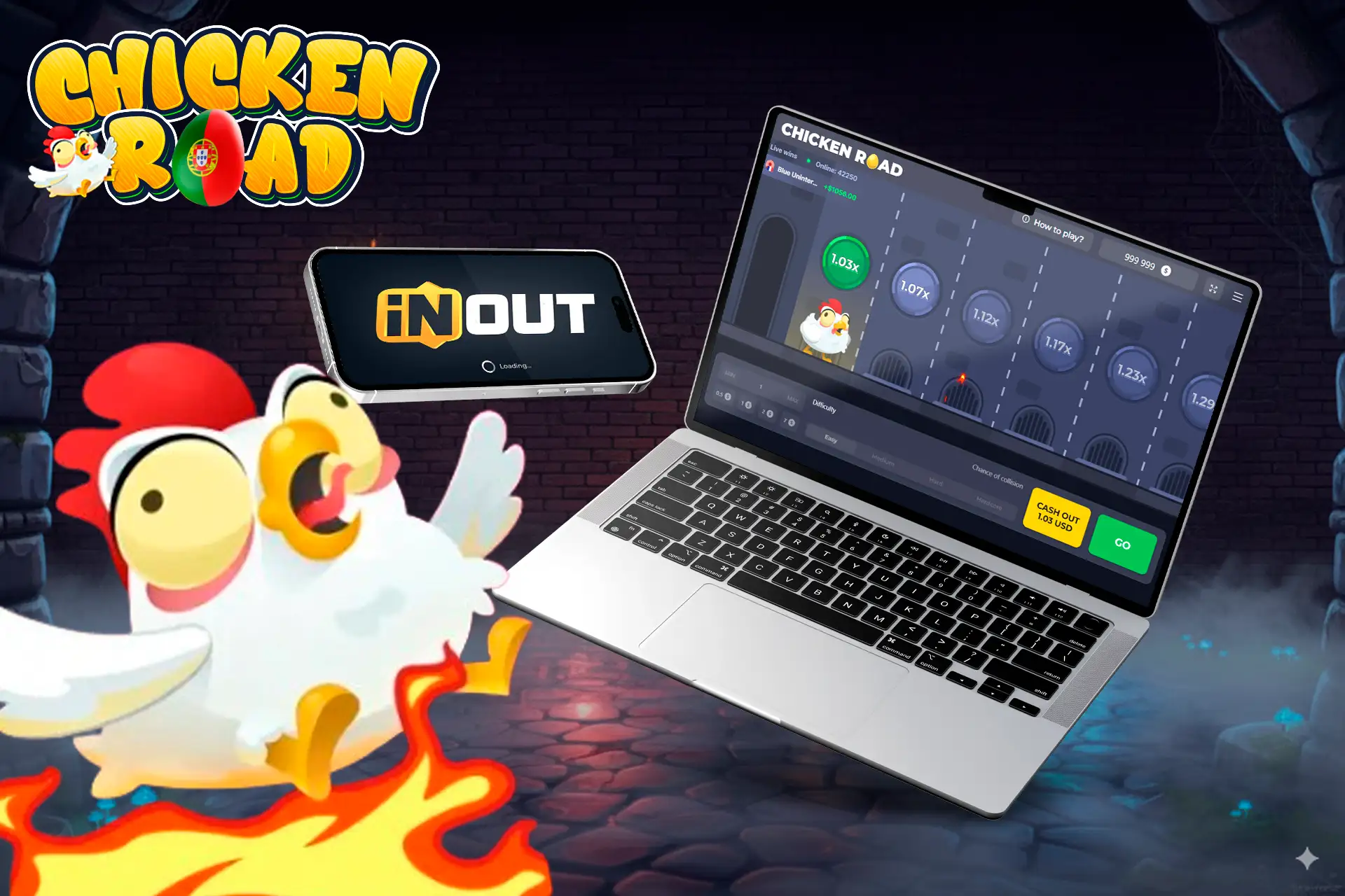 Jogue o viciante jogo Chicken Road da InOut Games